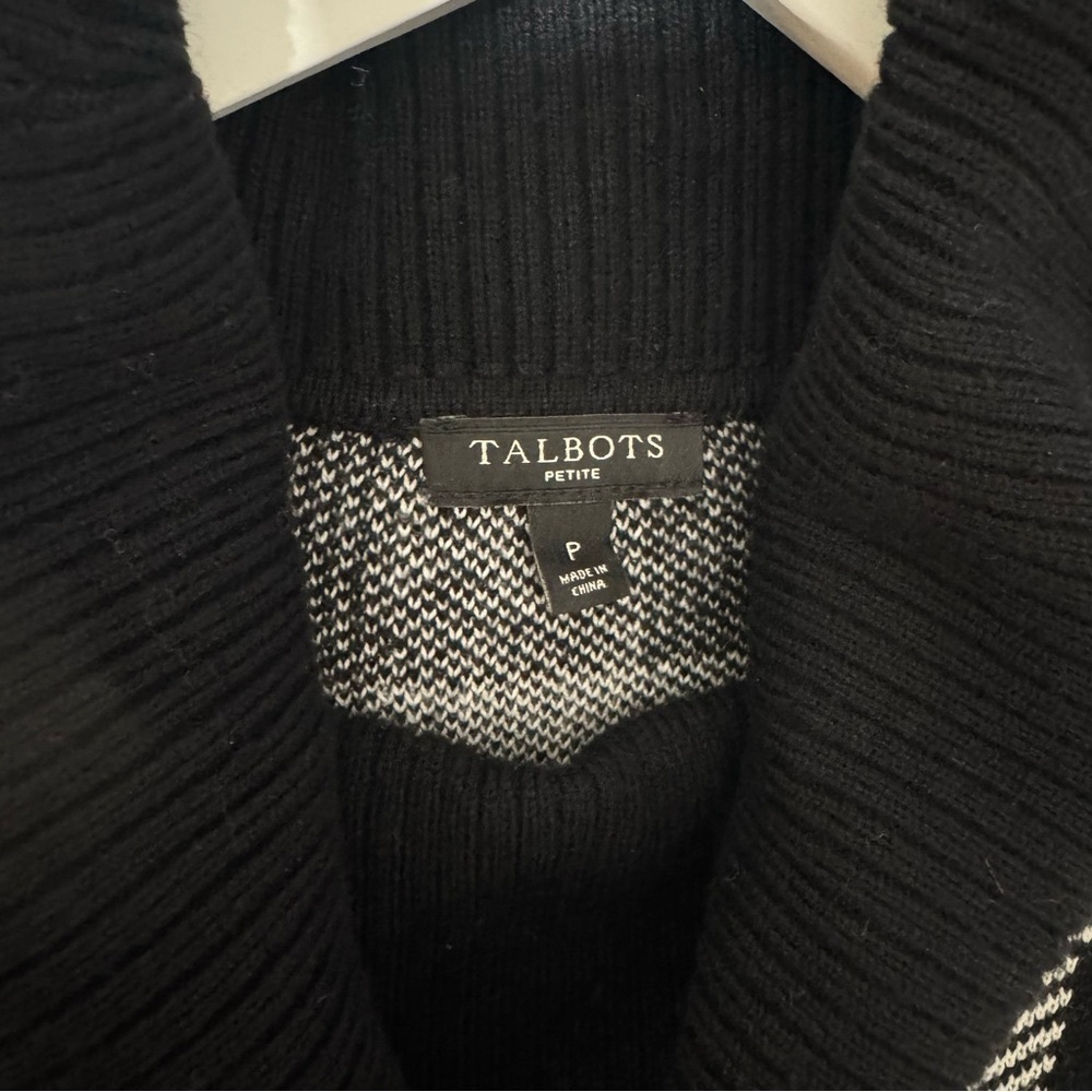 Talbots Cashmere Blend Buffalo Plaid Sweater Dress Black White Size P XS - Picture 10 of 12